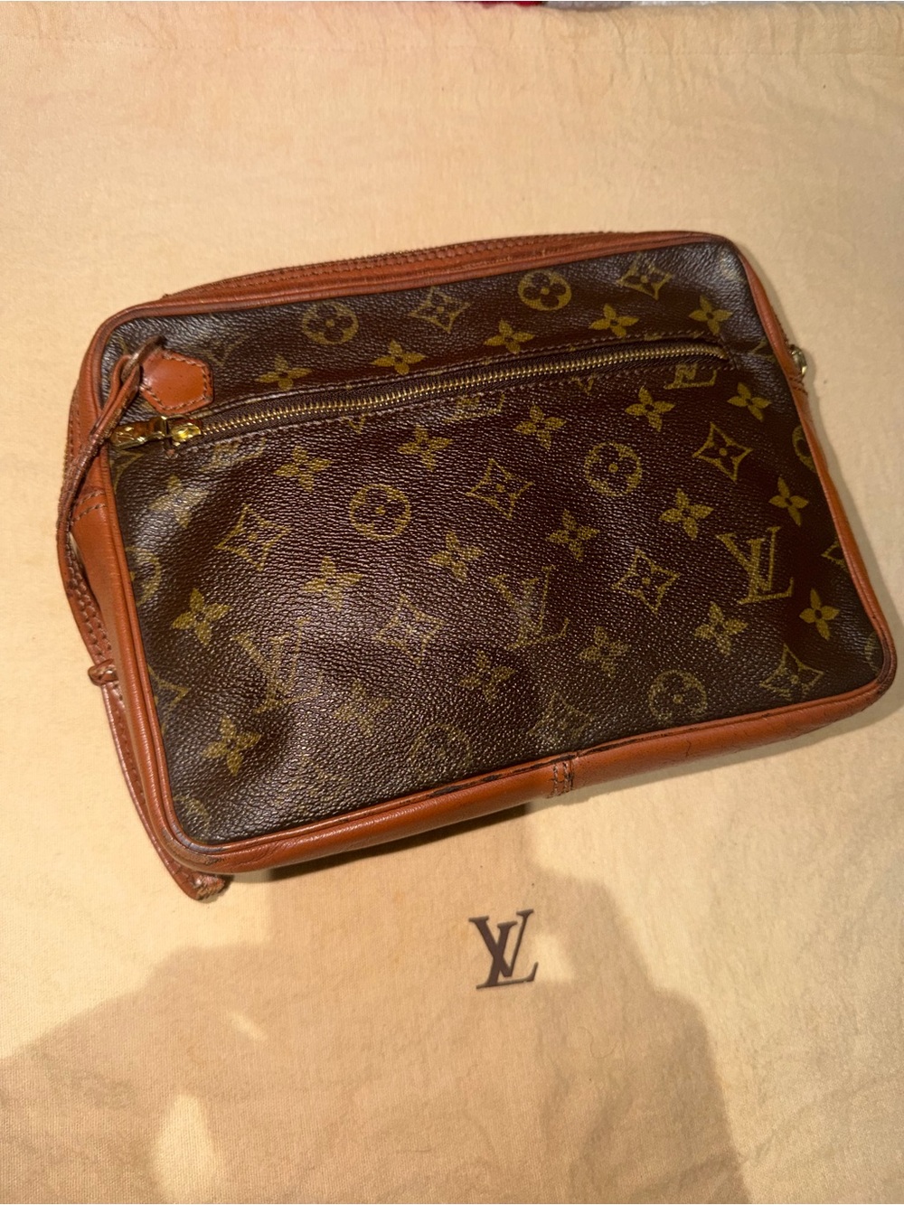 Vintage Louis Vuitton Brown Monogram Canvas Men's Pouch